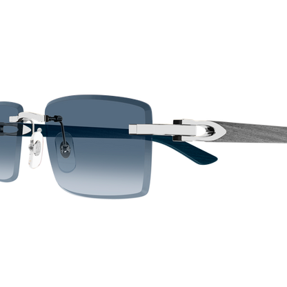 C Allongé de Cartier Motif Rimless Wooden Sunglasses