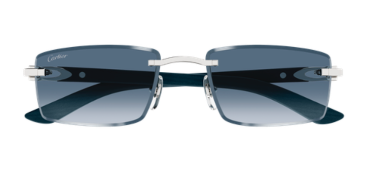 C Allongé de Cartier Motif Rimless Wooden Sunglasses