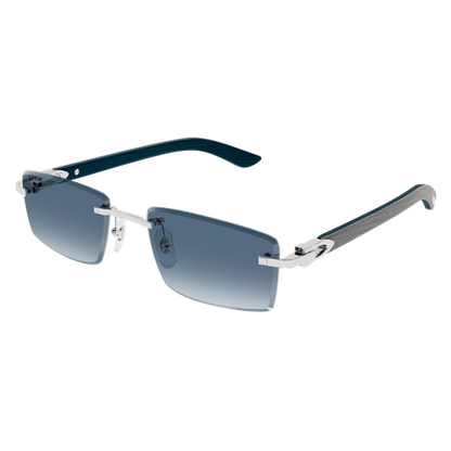 C Allongé de Cartier Motif Rimless Wooden Sunglasses