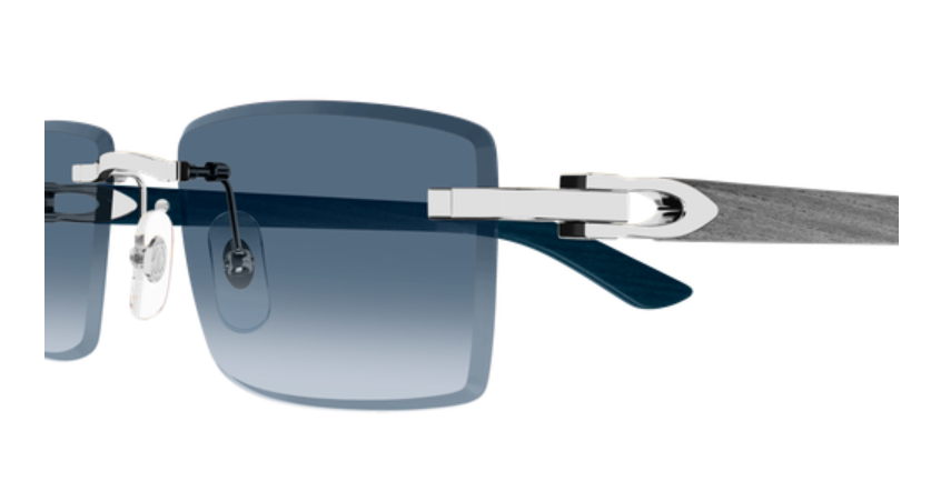 C Allongé de Cartier Motif Rimless Wooden Sunglasses