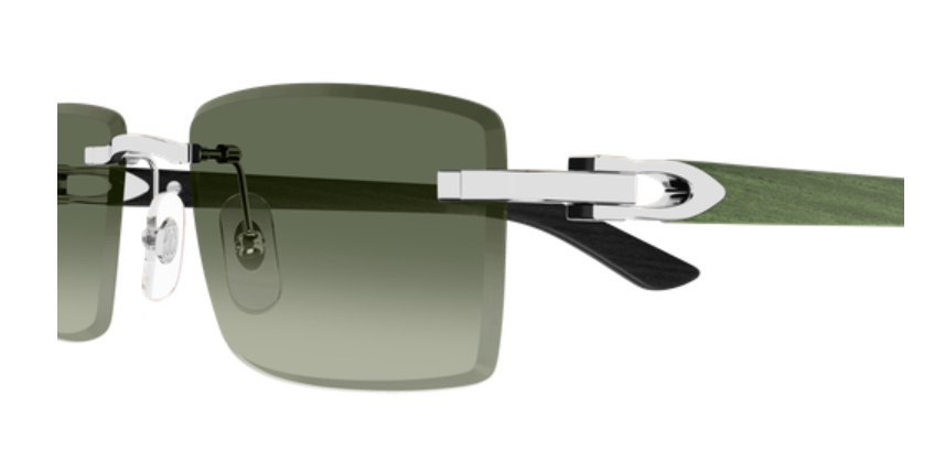 C Allongé de Cartier Motif Rimless Wooden Sunglasses
