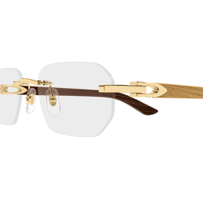 C Allongé de Cartier Motif Rimless Wood Eyeglasses