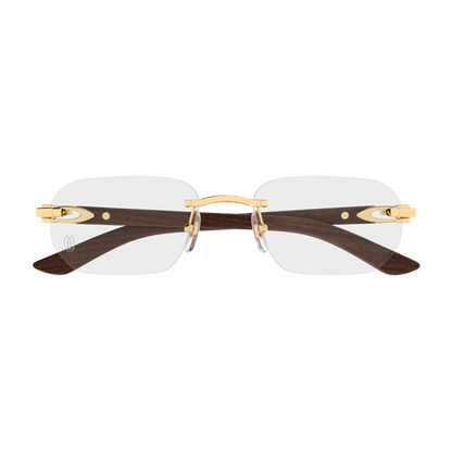 C Allongé de Cartier Motif Rimless Wood Eyeglasses