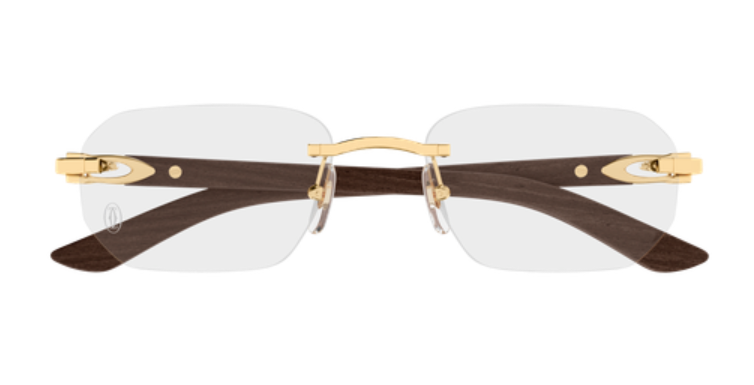 C Allongé de Cartier Motif Rimless Wood Eyeglasses