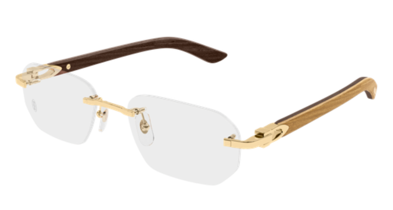 C Allongé de Cartier Motif Rimless Wood Eyeglasses