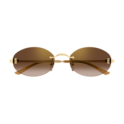C de Cartier Oval Rimless Metal Sunglasses