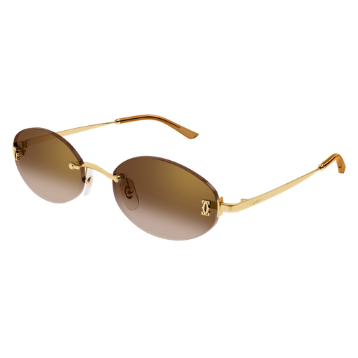 C de Cartier Oval Rimless Metal Sunglasses