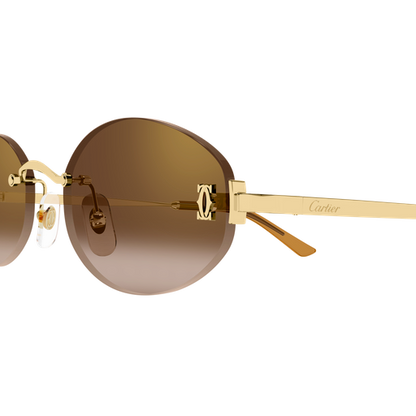 C de Cartier Oval Rimless Metal Sunglasses