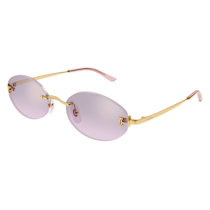 C de Cartier Oval Rimless Metal Sunglasses