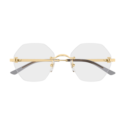 C de Cartier Hexagonal Rimless Metal Eyeglasses