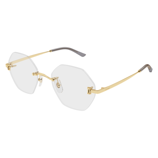 C de Cartier Hexagonal Rimless Metal Eyeglasses