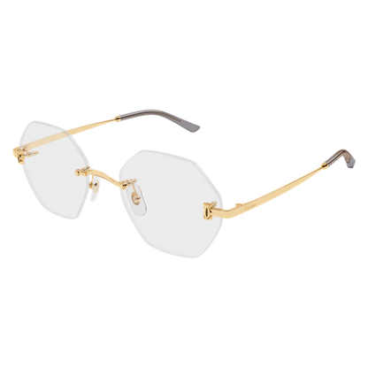 C de Cartier Hexagonal Rimless Metal Eyeglasses
