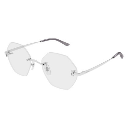 C de Cartier Hexagonal Rimless Metal Eyeglasses