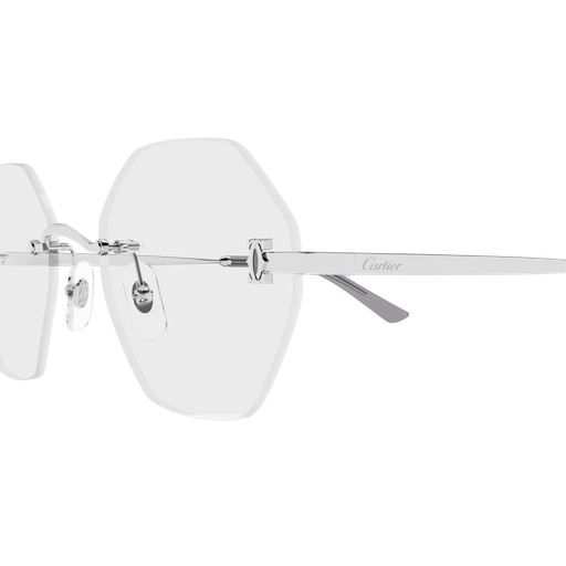 C de Cartier Hexagonal Rimless Metal Eyeglasses
