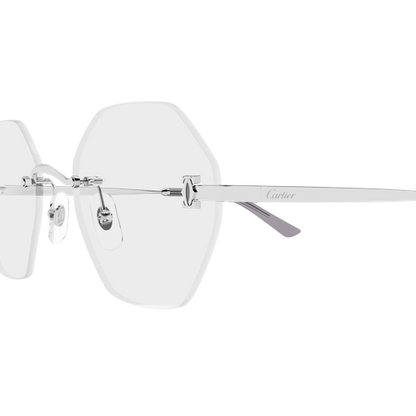 C de Cartier Hexagonal Rimless Metal Eyeglasses