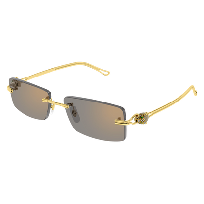 Precious de Cartier Panthere Rimless Solid Gold Sunglasses