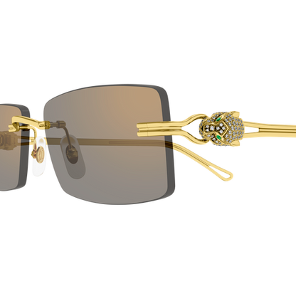 Precious de Cartier Panthere Rimless Solid Gold Sunglasses
