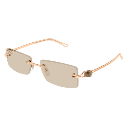 Precious de Cartier Panthere Rimless Solid Gold Sunglasses