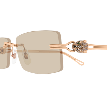 Precious de Cartier Panthere Rimless Solid Gold Sunglasses