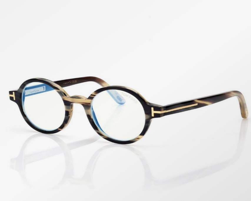 Tom Ford Blue Block Round Horn Eyeglasses
