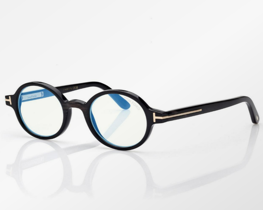 Tom Ford Blue Block Round Horn Eyeglasses