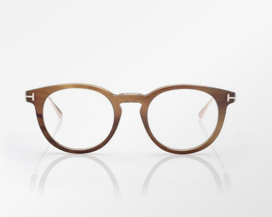 Tom Ford Round Horn & Titanium Eyeglasses