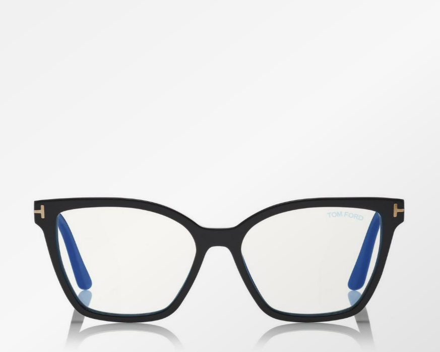 Tom Ford Double Clip on Blue Block Square Eyeglasses