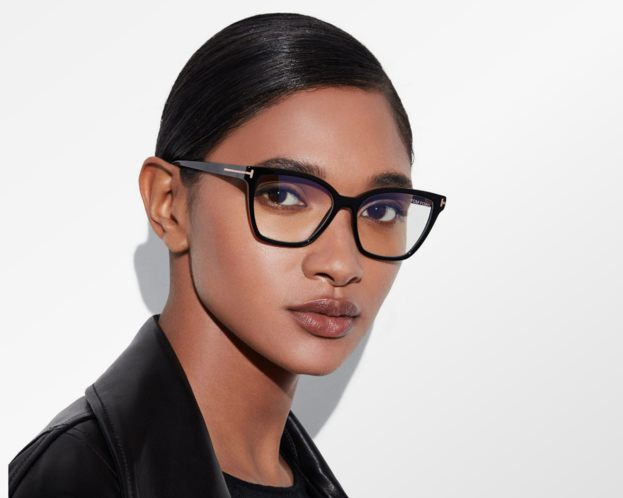 Tom Ford Double Clip on Blue Block Square Eyeglasses