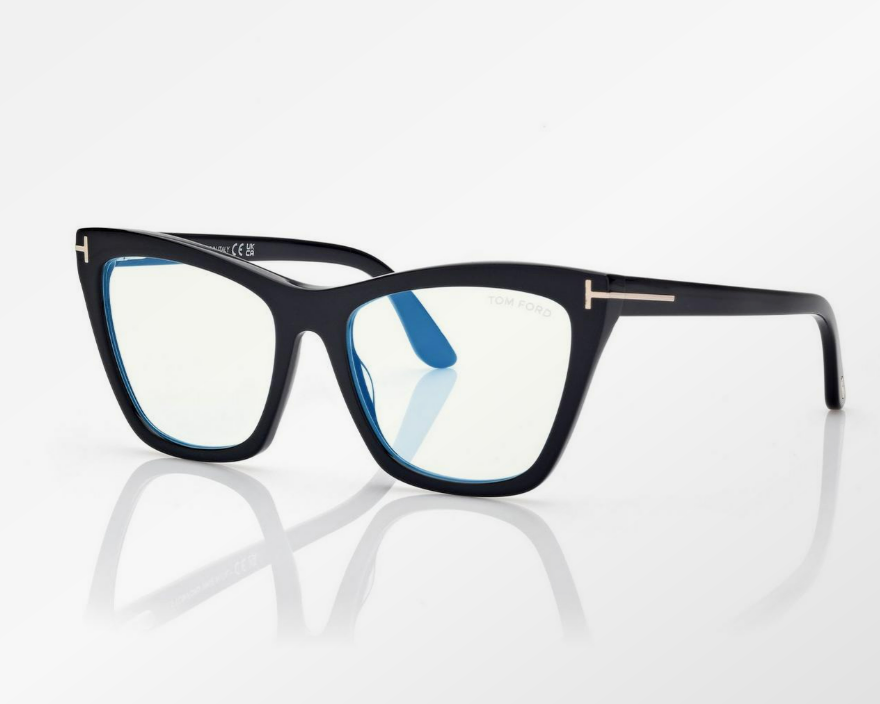 Tom Ford Blue Block Cat Eye Eyeglasses with Clip On Sunglasses