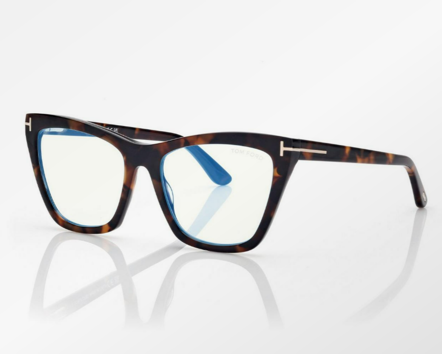 Tom Ford Blue Block Cat Eye Eyeglasses with Clip On Sunglasses