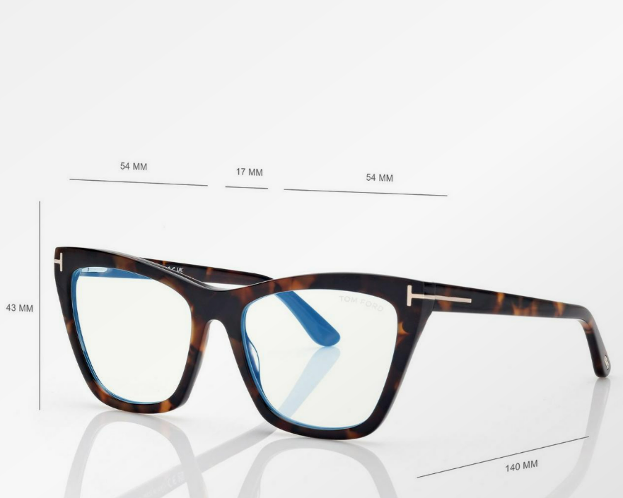 Tom Ford Blue Block Cat Eye Eyeglasses with Clip On Sunglasses