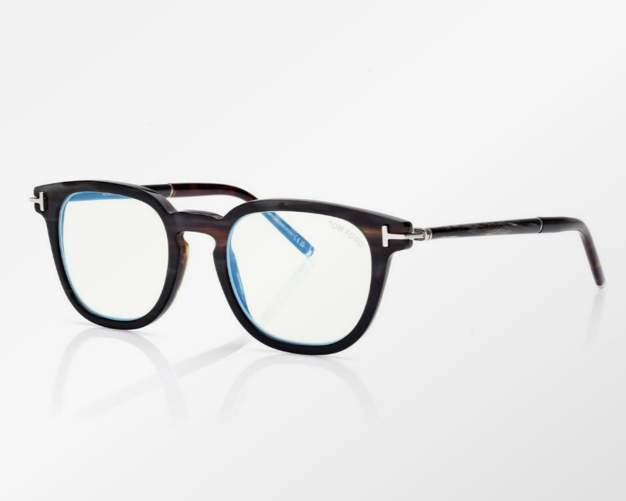 Tom Ford Horn Square Blue Block Eyeglasses