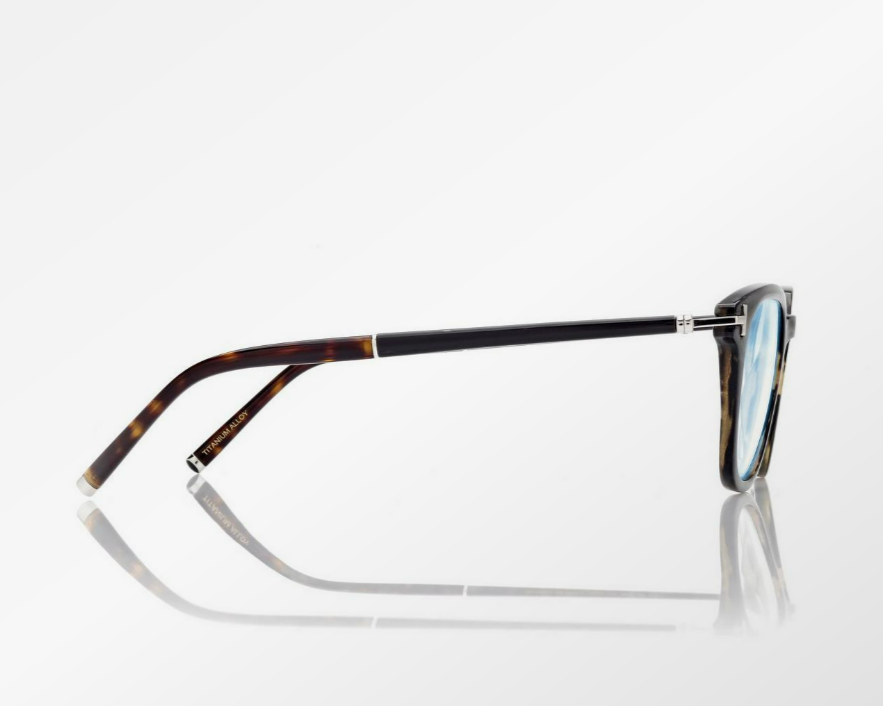 Tom Ford Horn Square Blue Block Eyeglasses