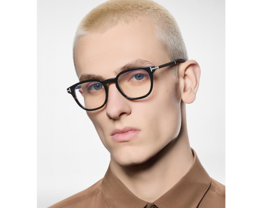 Tom Ford Horn Square Blue Block Eyeglasses
