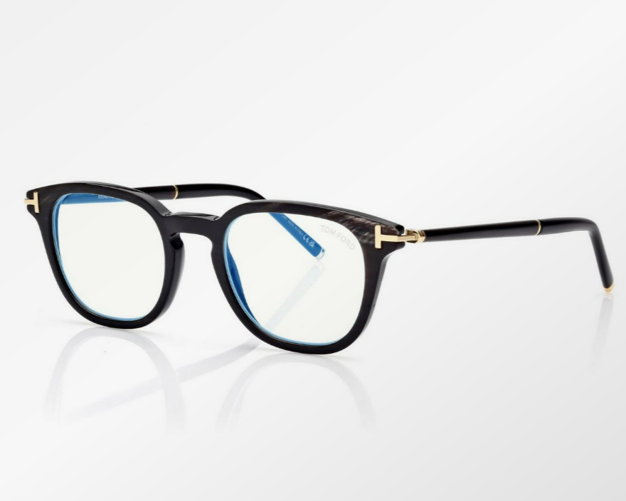 Tom Ford Horn Square Blue Block Eyeglasses
