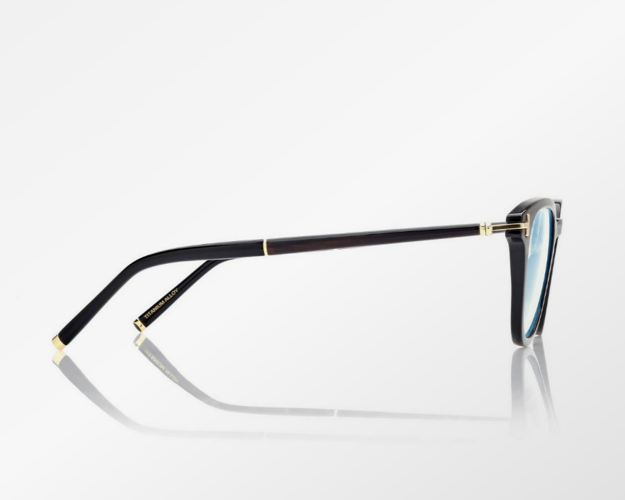 Tom Ford Horn Square Blue Block Eyeglasses