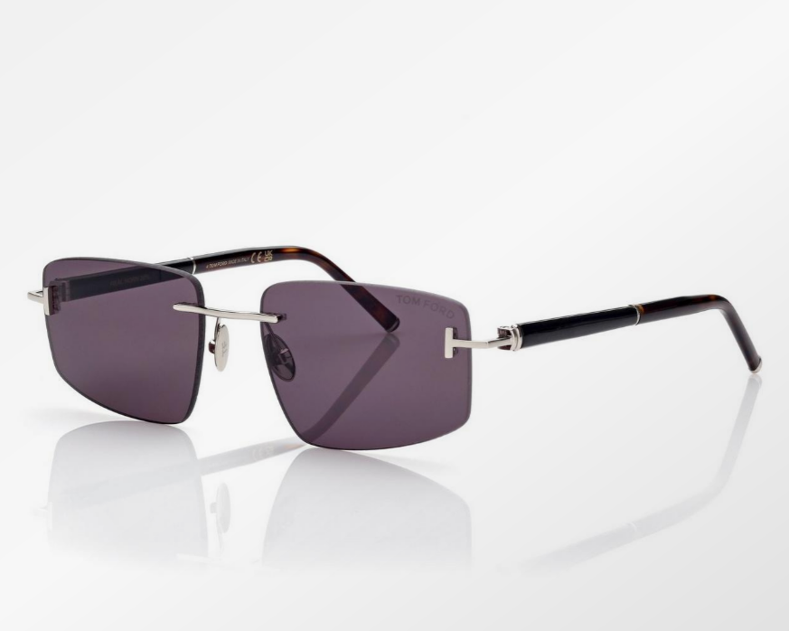 Tom Ford Square Titanium and Horn Sunglasses