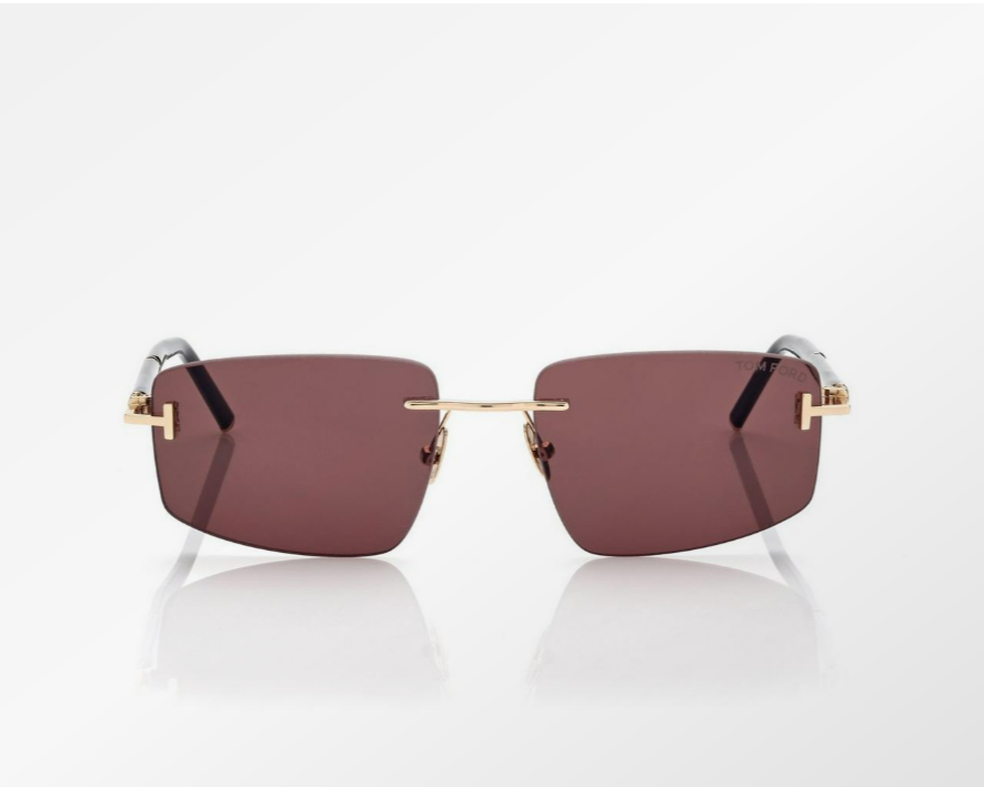 Tom Ford Square Titanium and Horn Sunglasses