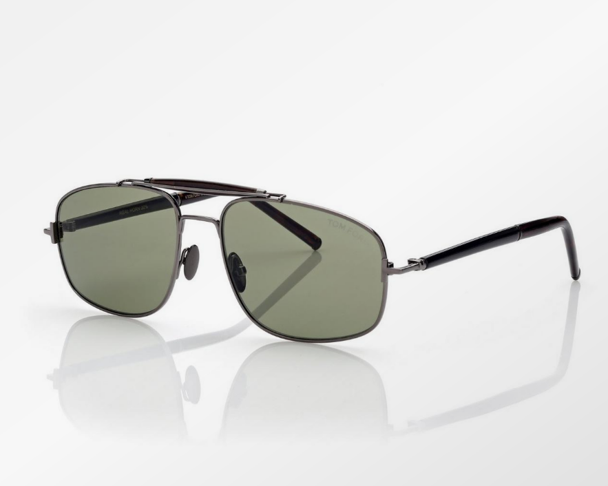 Tom Ford Titanium and Horn Navigator Sunglasses