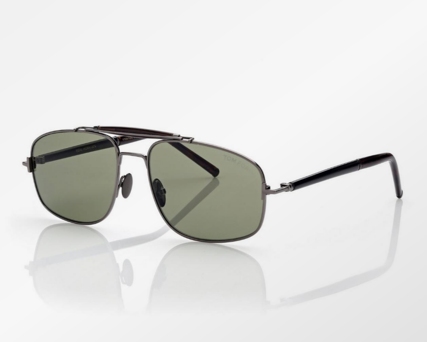 Tom Ford Titanium and Horn Navigator Sunglasses