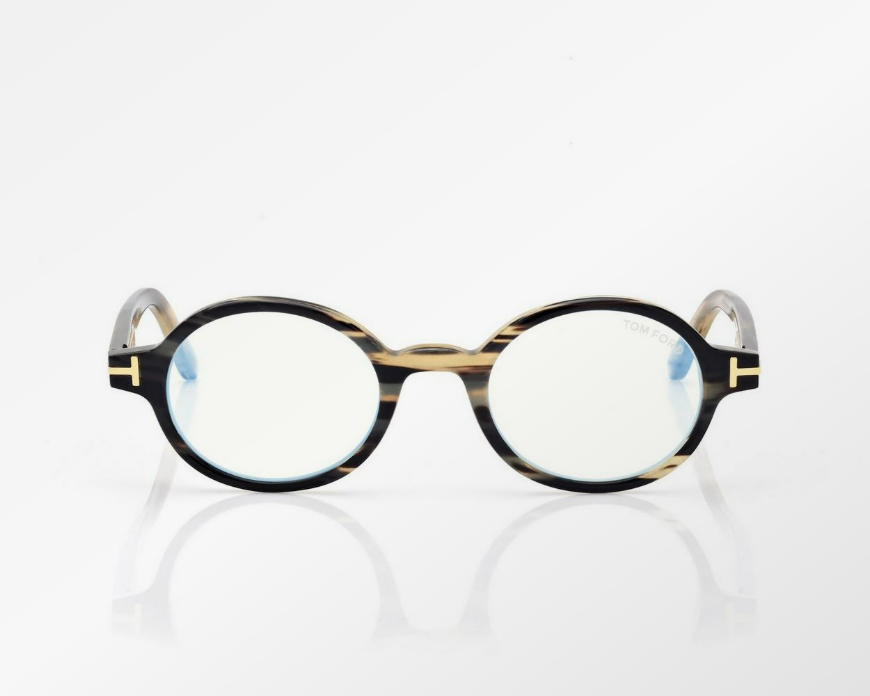 Tom Ford Blue Block Round Horn Eyeglasses