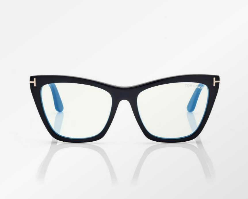 Tom Ford Blue Block Cat Eye Eyeglasses with Clip On Sunglasses