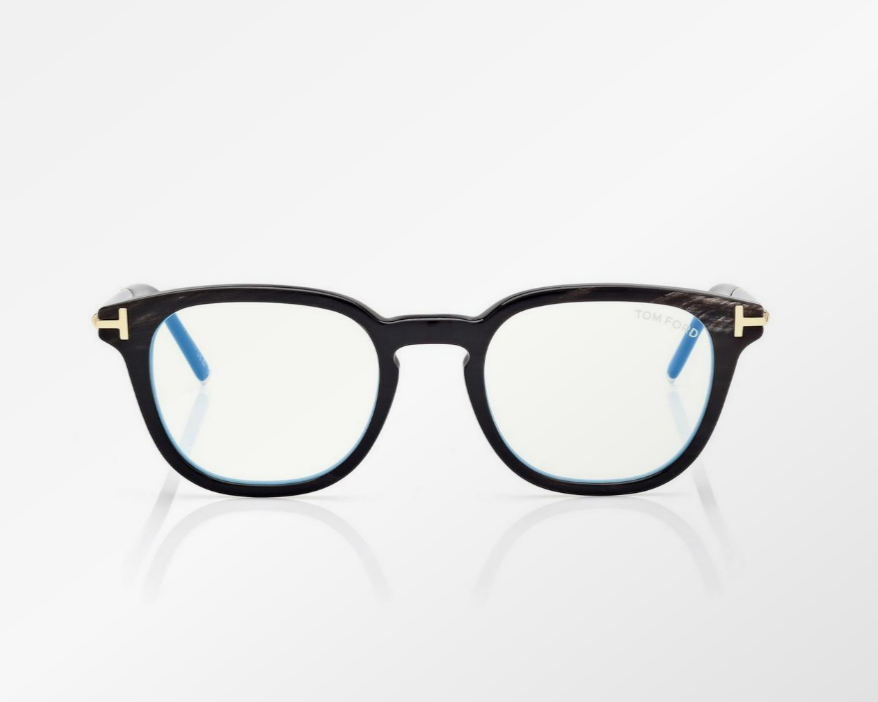 Tom Ford Horn Square Blue Block Eyeglasses